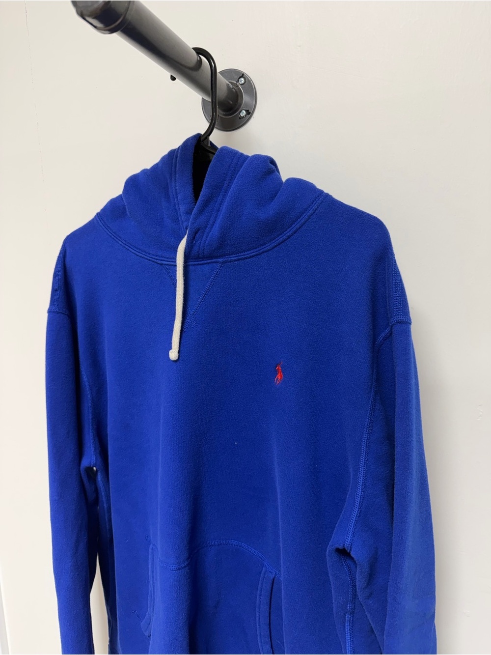 Ralph Lauren Royal Blue Hooded Crewneck Sweater with Red Pony